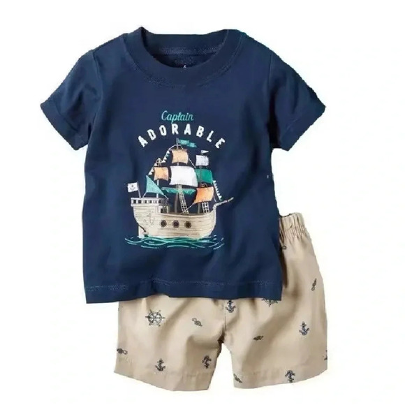 Carter's Captain Adorable Tee Shirt & Shorts Set - Picture 1 of 8